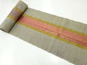 アンティーク　紬地縞に独鈷藤模様織出し八寸帯地反物